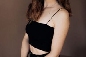 woman in black tank top