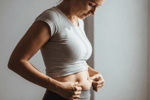 woman pinching her belly